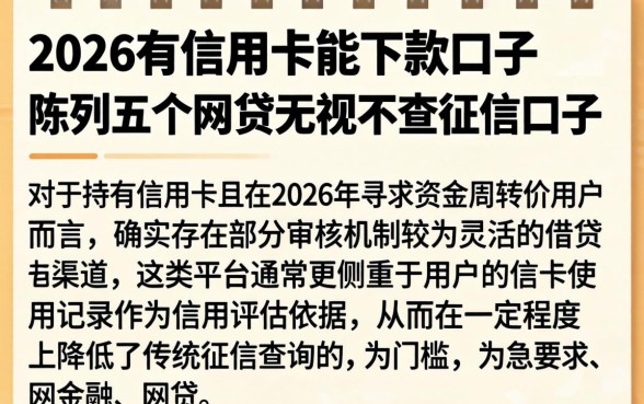 2026有信用卡能下款的口子，陈列五个网贷无视不查征信口子