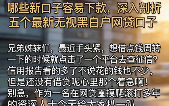 哪些新口子容易下款,深入剖析五个最新无视黑白户网贷口子