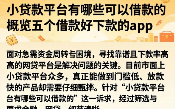 小贷款平台有哪些可以借款的，概览五个借款好下款的app