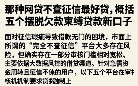 那种网贷不查征信最好贷，概括五个摆脱欠款束缚贷款新口子