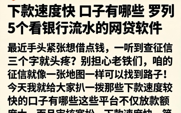 下款速度快的口子有哪些，罗列5个看银行流水的网贷软件