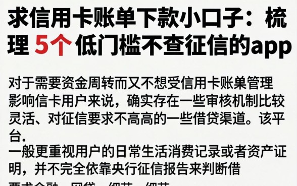 求信用卡账单下款的口子，梳理5个低门槛不查征信的app