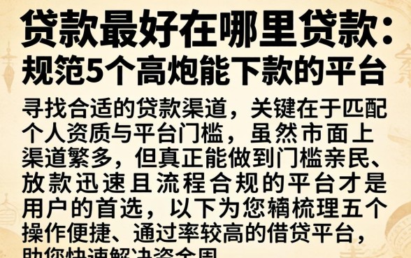 贷款最好在哪里贷款，规整5个高炮能下款的平台