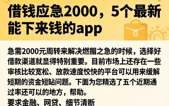 借钱应急2000，详细阐述5个最新能下来钱的app