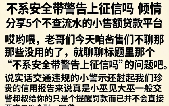 不系安全带警告上征信吗，倾情分享5个不查流水的小额度贷款平台
