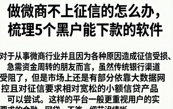 做微商不上征信的怎么办，梳理5个黑户能下款的软件