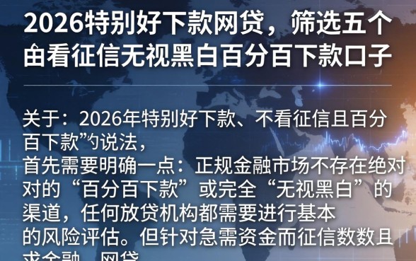 2026特别好下款的网贷,筛选五个不看征信无视黑白百分百下款口子