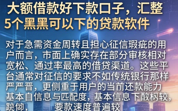 大额借款好下款的口子，汇整5个黑户可以下的贷款软件