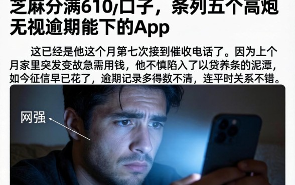 芝麻分满610的口子，条列五个高炮无视逾期能下的app