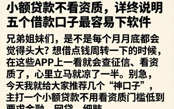 小额贷款不看资质，详尽说明五个借款口子最容易下软件