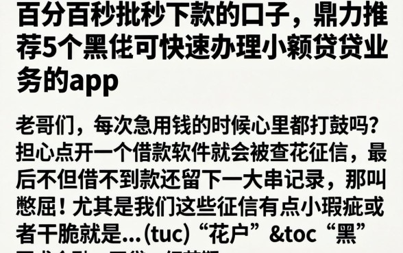 百分百秒批秒下款的口子，鼎力推荐5个黑户可快速办理小额贷款业务的app