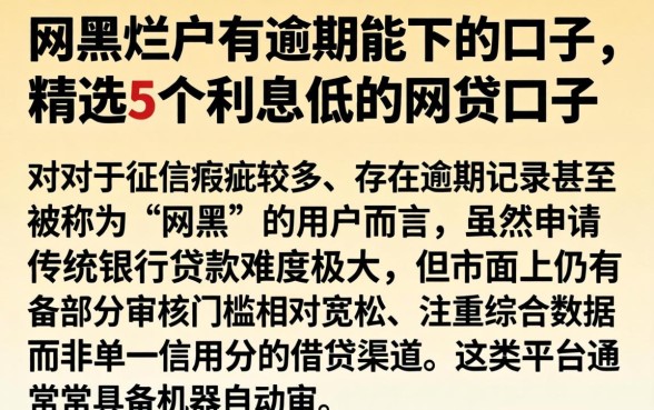 网黑烂户有逾期能下的口子，精选5个利息低的网贷口子