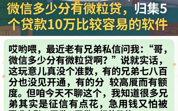微信多少分有微粒贷，归集5个贷款10万比较容易的软件