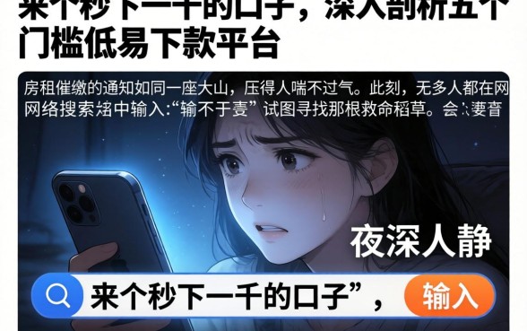 来个秒下一千的口子，深入剖析五个门槛低易下款平台