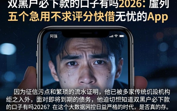 双黑户必下款的口子有吗2026，胪列五个急用不求评分快借无忧的app