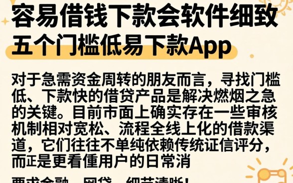 容易借钱下款的软件，细致阐述五个门槛低易下款app