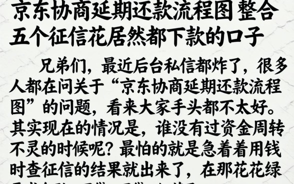 京东协商延期还款流程图，整合五个征信花居然都下款的口子
