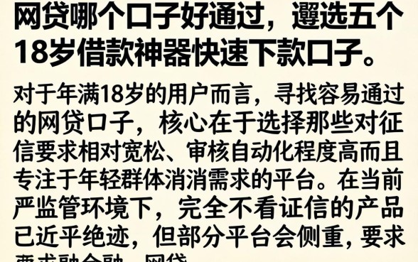 网贷哪个口子好通过,遴选五个18岁借款神器快速下款口子
