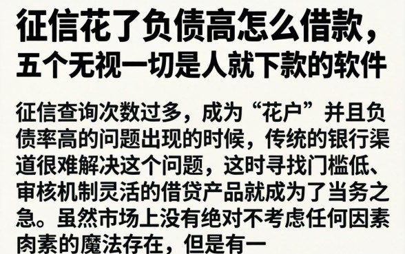 征信花了负债高怎么借款，概括五个无视一切是人就下款的软件