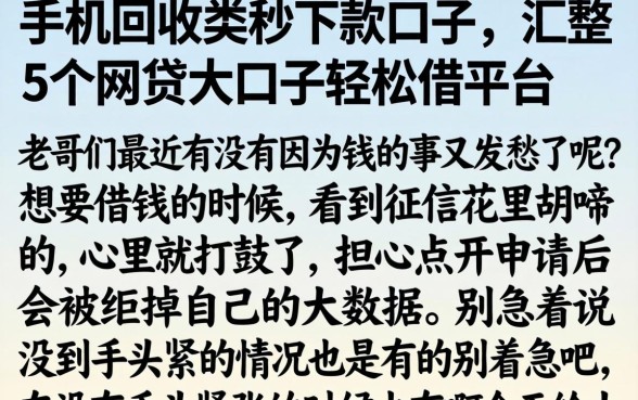 手机回收类秒下款的口子,汇整5个网贷大口子轻松借平台