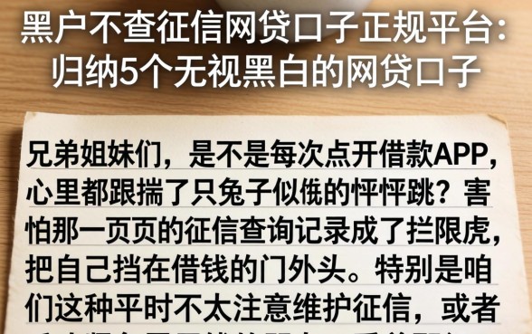 黑户不查征信网贷口子正规平台，归纳5个无视黑白的网贷口子