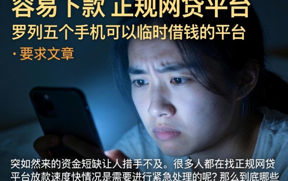 容易下款的正规网贷平台，罗列五个手机可以临时借钱的平台