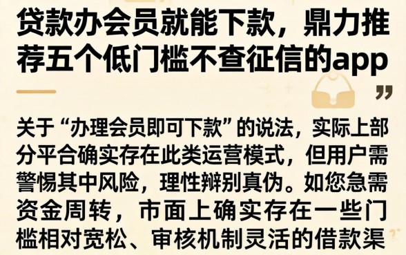 贷款办会员就能下款，鼎力推荐五个低门槛不查征信的app