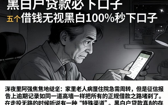 黑白户贷款必下口子，概括五个借钱无视黑白100%秒下口子