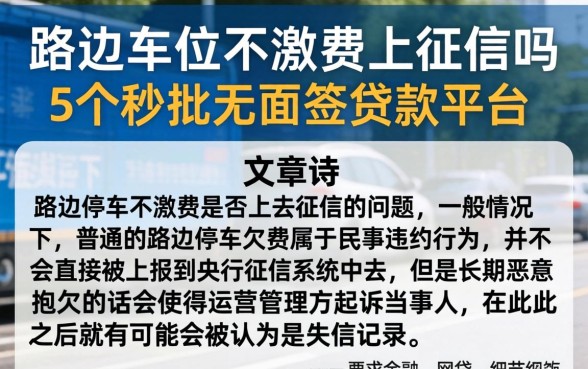路边车位不缴费上征信吗，概括5个秒批无面签贷款平台