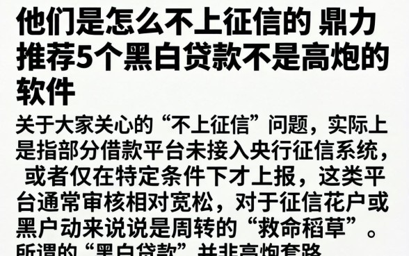 他们是怎么不上征信的，鼎力推荐5个黑白贷款不是高炮的软件