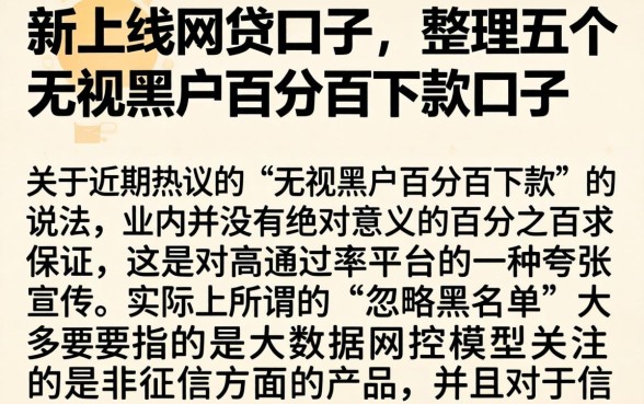 新上线的网贷口子，整理五个无视黑户百分百下款口子