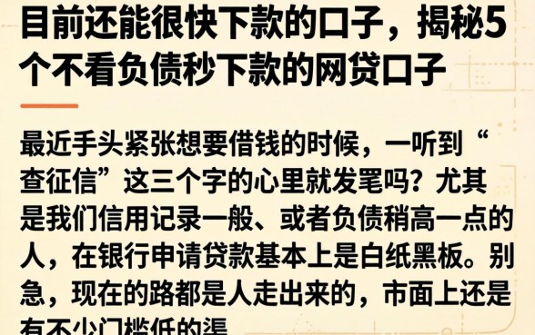 目前还能很快下款的口子，揭秘5个不看负债秒下款的网贷口子