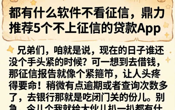都有什么软件不看征信，鼎力推荐5个不上征信的贷款app