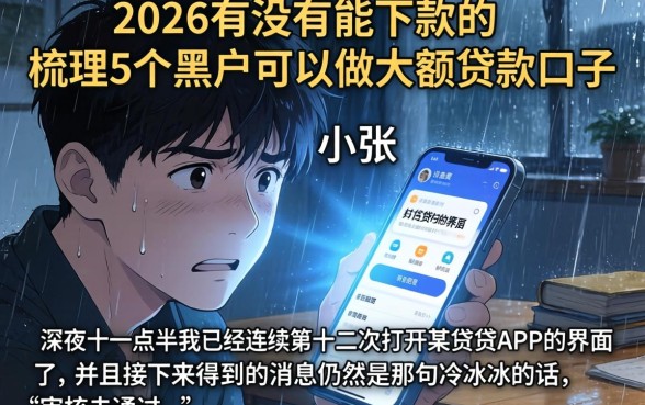 2026有没有能下款的，梳理5个黑户可以做大额贷款口子