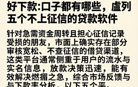 好下款的口子都有哪些，胪列五个不上征信的贷款软件