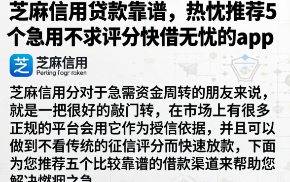 芝麻信用贷款靠谱，热忱推荐5个急用不求评分快借无忧的app