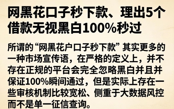 网黑花口子秒下款，理出5个借款无视黑白100%秒过