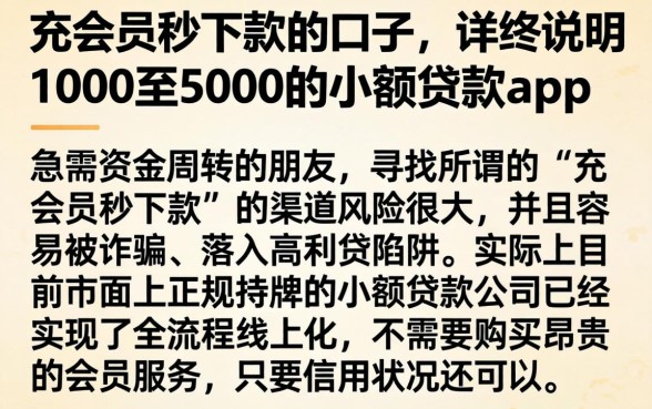 充会员秒下款的口子，详尽说明五个1000至5000的小额贷款app