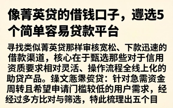 像菁英贷的借钱口子，遴选5个简单容易贷款平台