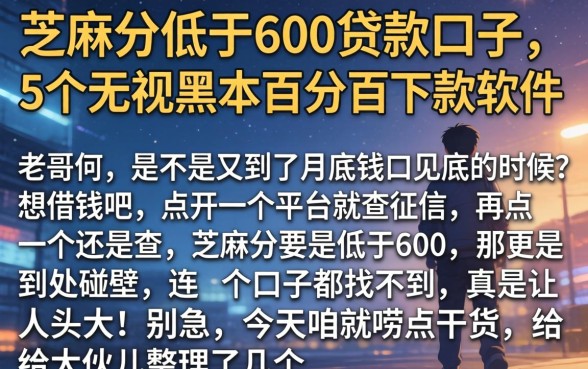 芝麻分低于600贷款口子，详细阐述5个无视黑户百分百下款软件