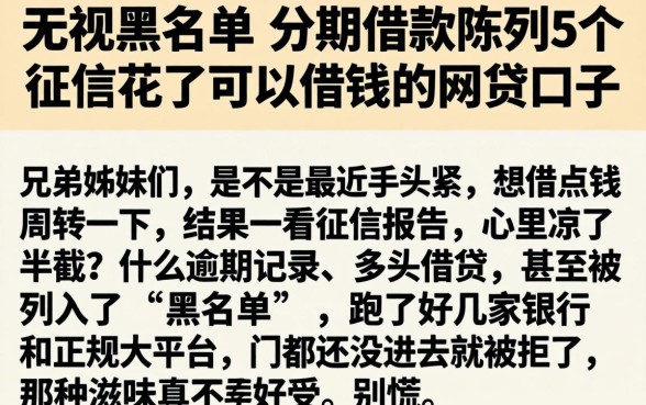 无视黑名单的分期借款，陈列5个征信花了可以借钱的网贷口子