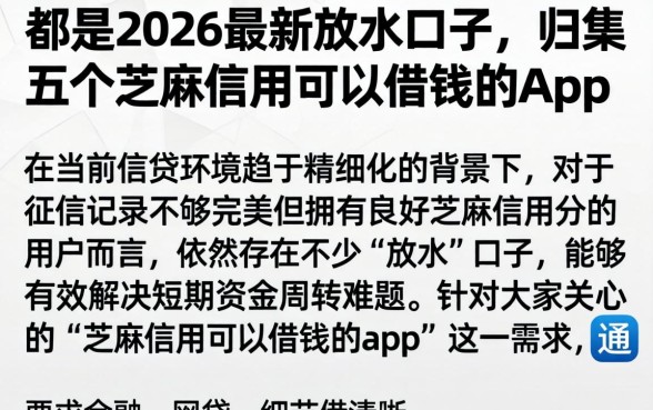 都是2026最新放水口子，归集五个芝麻信用可以借钱的app