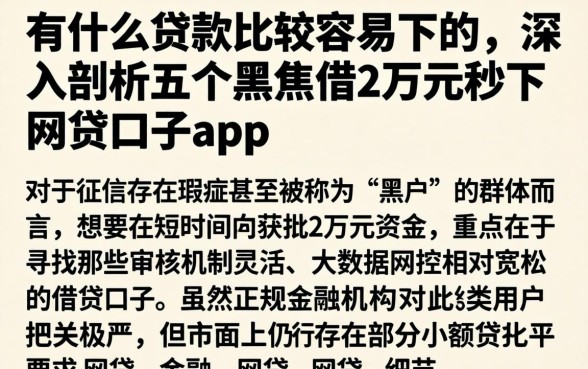 有什么贷款比较容易下的，深入剖析五个黑户借2万元秒下网贷口子app