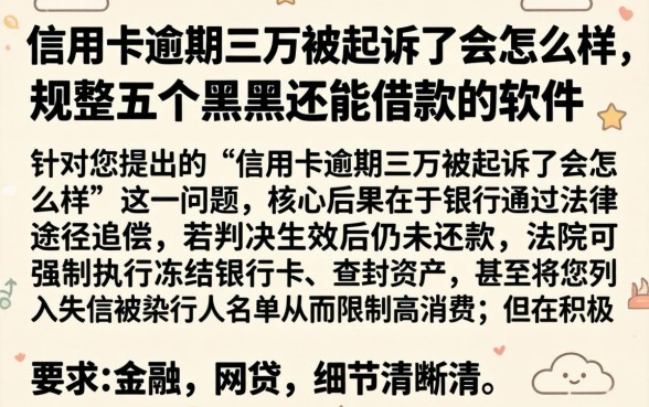 信用卡逾期三万被起诉了会怎么样，规整五个黑户也能借款的软件