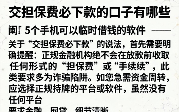 交担保费必下款的口子有哪些，详细阐述5个手机可以临时借钱的软件