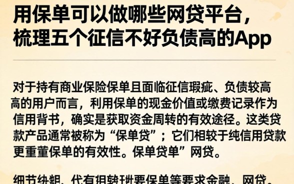 用保单可以做哪些网贷平台，梳理五个征信不好负债高的app
