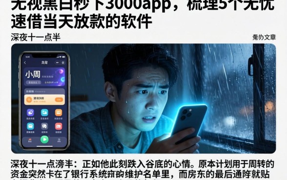 无视黑白秒下3000app，梳理5个无忧速借当天放款的软件