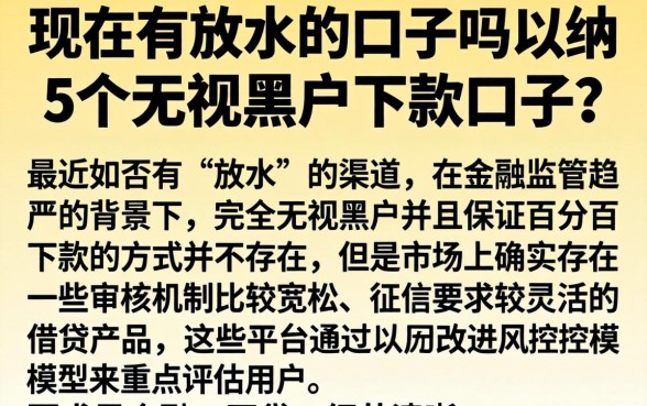 现在有放水的口子吗，归纳5个无视黑户下款口子