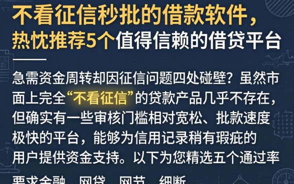 不看征信秒批的借款软件，热忱推荐5个值得信赖的借贷平台