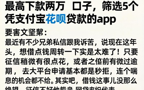 最高下款两万的口子，筛选5个凭支付宝花呗贷款的app